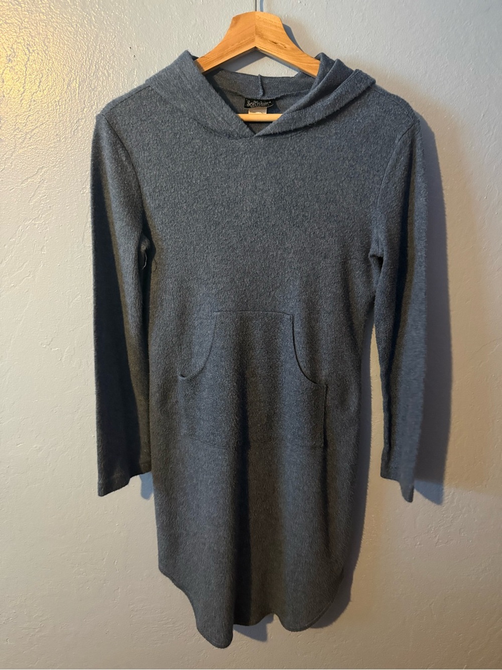 Soft Wear San Francisco Cozy Hooded Knit Sweater Dress - Blue